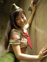 Long haired gravure idol is adorable in her girl scout costume
